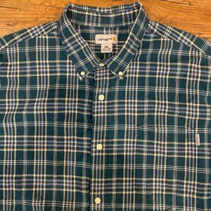 Carhartt Plaid Check Short Sleeve Pocket Cotton Button‎ Down Shirt Men's XXL 2XL